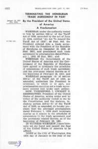 1022  PROCLAMATION 3390—JAN. 18, 1961 TERMINATING THE HONDURAN TRADE AGREEMENT IN PART
