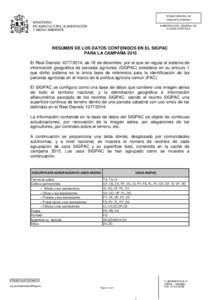 FONDO ESPAÑOL DE GARANTIA AGRARIA MINISTERIO DE AGRICULTURA, ALIMENTACIÓN Y MEDIO AMBIENTE