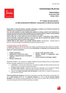 novembreCommuniqué de presse Sirha Genèvejanvier 2016 Palexpo, Halle 1