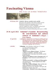 Fascinating Vienna The Case of Arthur Schnitzler 18 FebruaryApril 2014