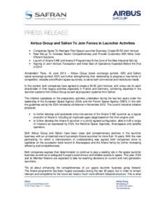 Press Release Airbus Group and Safran Join Forces in Launchers -EN