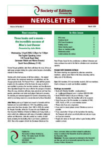 NEWSLETTER March 2008 Volume 38 Number 3  Next meeting