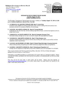 Burlington Development Review Board 149 Church Street, City Hall Burlington, VT[removed]www.burlingtonvt.gov/PZ/DRB Phone: ([removed]