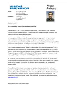 Press Release FROM: Parsons Brinckerhoff 303 Second Street