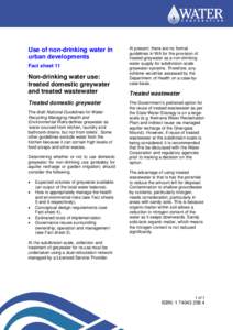 Non-drinking water use: treated domestic greywater and treated wastewater - Use of non-drinking water in urban developments - Fact sheet 11