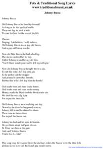 Folk & Traditional Song Lyrics - Johnny Bucca