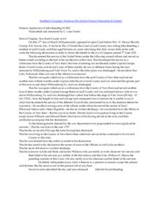 Southern Campaign American Revolution Pension Statements & Rosters Pension Application of John Breeding S17862 Transcribed and annotated by C. Leon Harris State of Virginia, New Kent County towit On this 17th day of Marc