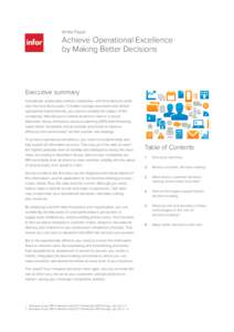 White Paper  Achieve Operational Excellence by Making Better Decisions  Executive summary