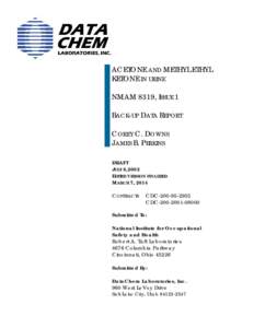 2,5-Hexanedione in Urine:  Back-Up Data Report