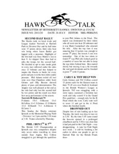 HAWK  TALK NEWSLETTER OF HETHERSETT HAWKS / SWINTON & CO CSC ISSUE NO[removed]