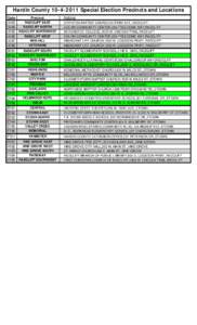 Hardin CountySpecial Election Precincts and Locations Code Precinct RADCLIFF EAST RADCLIFF NORTH