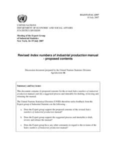 Outline of contents – industrial production indexes manual