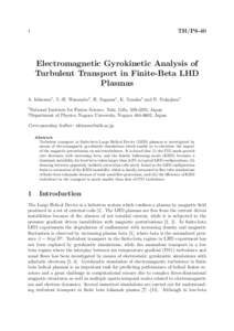 TH/P6[removed]Electromagnetic Gyrokinetic Analysis of Turbulent Transport in Finite-Beta LHD