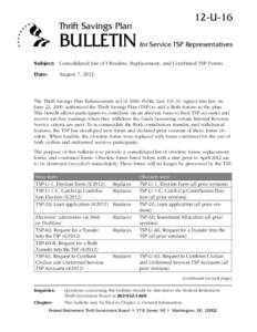 Thrift Savings Plan  12-U-16 BULLETIN