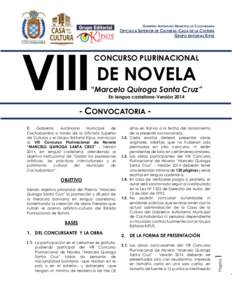 GOBIERNO AUTÓNOMO MUNICIPAL DE COCHABAMBA OFICIALÍA SUPERIOR DE CULTURAS-CASA DE LA CULTURA GRUPO EDITORIAL KIPUS VIII