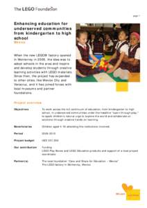 page 1  Enhancing education for underserved communities from kindergarten to high school