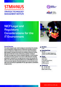 STMI@NUS STRATEGIC TECHNOLOGY MANAGEMENT INSTITUTE NICF-Legal and Regulatory