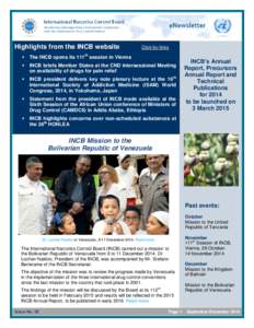 Highlights from the INCB website  Click for links 