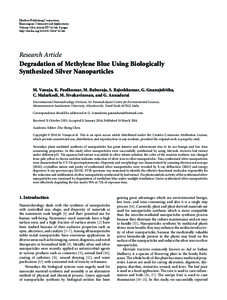 Degradation of Methylene Blue Using Biologically Synthesized Silver Nanoparticles