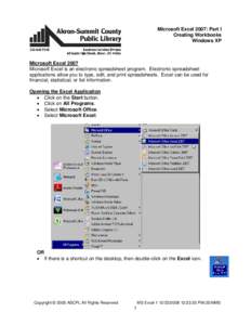 Microsoft Excel, Part 1:  Creating Workbooks