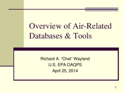 Overview of Air-Related Databases and Tools