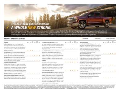 THE ALL- NEW 2014 silverado  A whole new strong. In a world constantly asking us to compromise, we introduce a truck that simply refuses to. After 95 years of legendary truck building and millions of road-tested miles, t