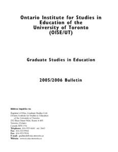 Doctor of Education / Universitas Terbuka / Allen Tough / Ontario Institute for Studies in Education / University of Toronto / Institute of Child Study