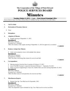 The Corporation of the Village of Point Edward  POLICE SERVICES BOARD Minutes Tuesday,