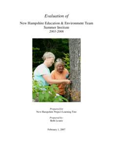 Evaluation of New Hampshire Education & Environment Team Summer Institute[removed]Prepared for