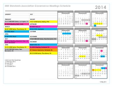 2014  IEEE Standards Association Governance Meetings Schedule January JANUARY