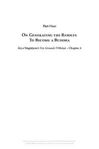 Part One:  On Generating the Resolve To Become a Buddha Ārya Nāgārjuna’s Ten Grounds Vibhāṣā – Chapter. 6