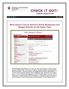     CHECK IT OUT! LIBRARY NEWSLETTER