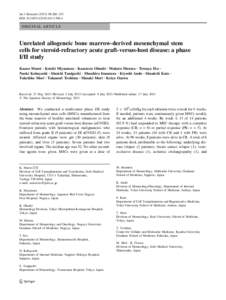 Int J Hematol[removed]:206–213 DOI[removed]s12185[removed]ORIGINAL ARTICLE  Unrelated allogeneic bone marrow-derived mesenchymal stem