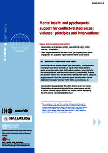 Summary  WHO/RHR/HRPMental health and pyschosocial support for conflict-related sexual