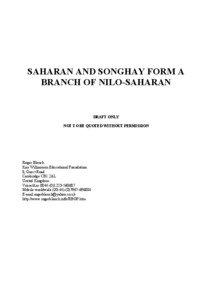 SAHARAN AND SONGHAY FORM A BRANCH OF NILO-SAHARAN