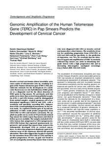 American Journal of Pathology, Vol. 166, No. 4, April 2005 Copyright © American Society for Investigative Pathology Tumorigenesis and Neoplastic Progression  Genomic Amplification of the Human Telomerase