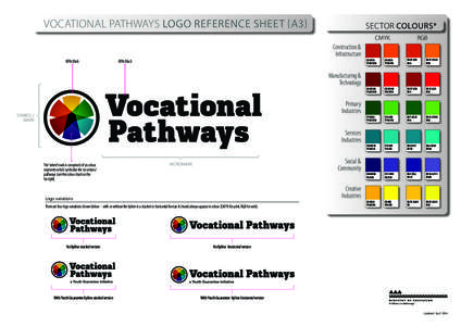 Vocational Pathways Logo reference sheet {A3}  Sector colours* CMYK  RGB