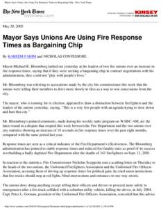 Mayor Says Unions Are Using Fire Response Times as Bargaining Chip - New York Times