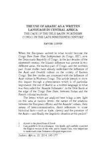 THE USE OF ARABIC AS A WRITTEN  LANGUAGE IN CENTRAL AFRICA  THE CASE OF THE UELE BASIN (NORTHERN 