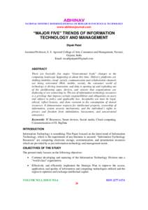 ABHINAV NATIONAL MONTHLY REFEREED JOURNAL OF RESEARCH IN SCIENCE & TECHNOLOGY www.abhinavjournal.com  “MAJOR FIVE” TRENDS OF INFORMATION