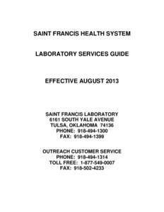 Microsoft Word - Saint Francis Laboratory Services Guide AUG13 (2).doc