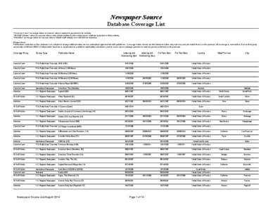 Newspaper Source  Database Coverage List 