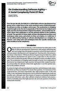 On Understanding Software Agility—A Social Complexity Point Of View E:CO Issue Vol. 13 Nos[removed]pp[removed]