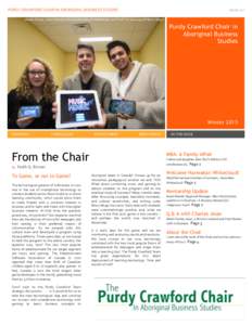 PURDY CRAWFORD CHAIR IN ABORIGINAL BUSINESS STUDIES  Issue 2.2 3