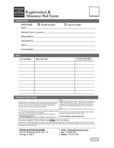 Registration & Absentee Bid Form Bidder Number  BIDDER INFO