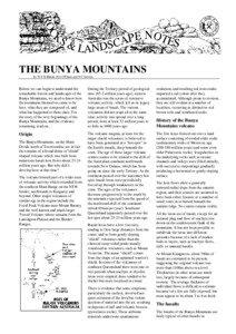 THE BUNYA MOUNTAINS by W F Willmott, M L O’Flynn and N C Stevens