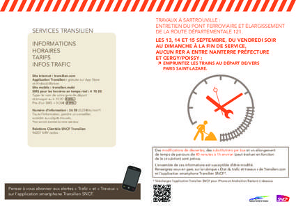 SERVICES TRANSILIEN INFORMATIONS HORAIRES TARIFS INFOS TRAFIC