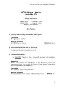 ERG[removed]ERG Plenary Conclusions final_090630  29th ERG Plenary Meeting Hosted by CTU Timing and location 28 May 2009