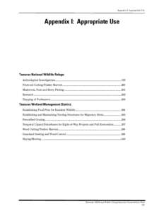Appendix I: Appropriate Use  Appendix I: Appropriate Use Tamarac National Wildlife Refuge: Archeological Investigations................................................................................................... 1