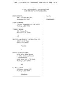 Case 1:15-cv[removed]FJS Document 1 Filed[removed]Page 1 of 14  IN THE UNITED STATES DISTRICT COURT FOR THE DISTRICT OF COLUMBIA  BRIAN WRENN,